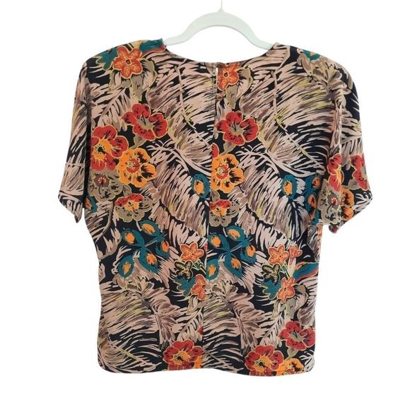 Vintage 90s Tropical Print Top Size Small Perfect for Layering - Picture 3 of 5